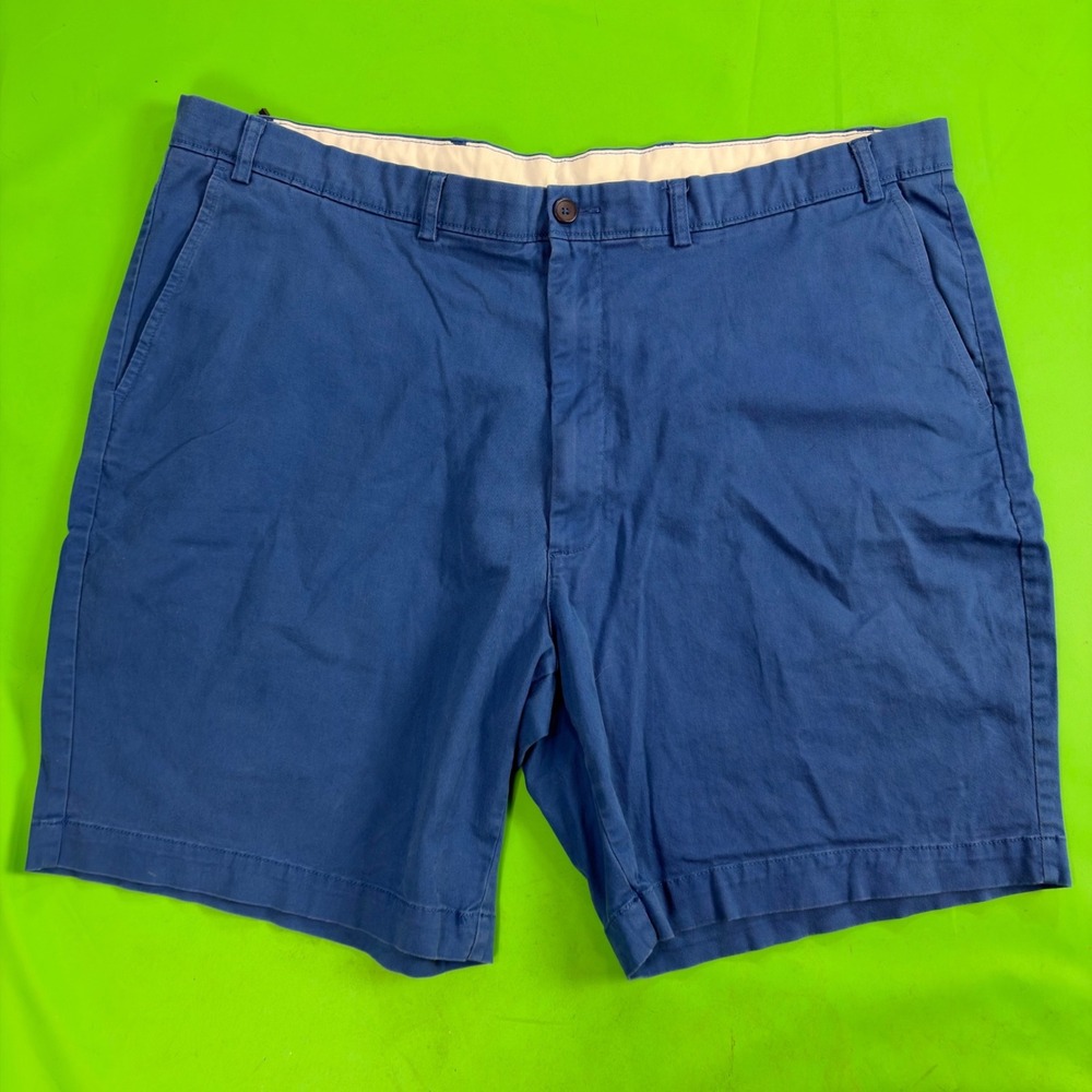 Roundtree & Yorke Chino Shorts Mens 46 Bright Blue Stretch Flat Front Cotton NEW